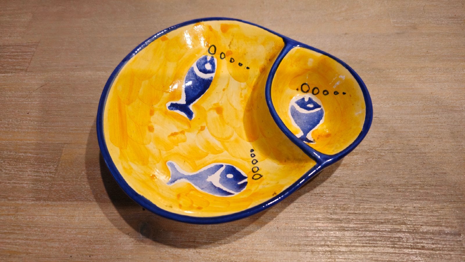 Vintage Portugese keramische schaal met vissen decor, Ophalen of Verzenden