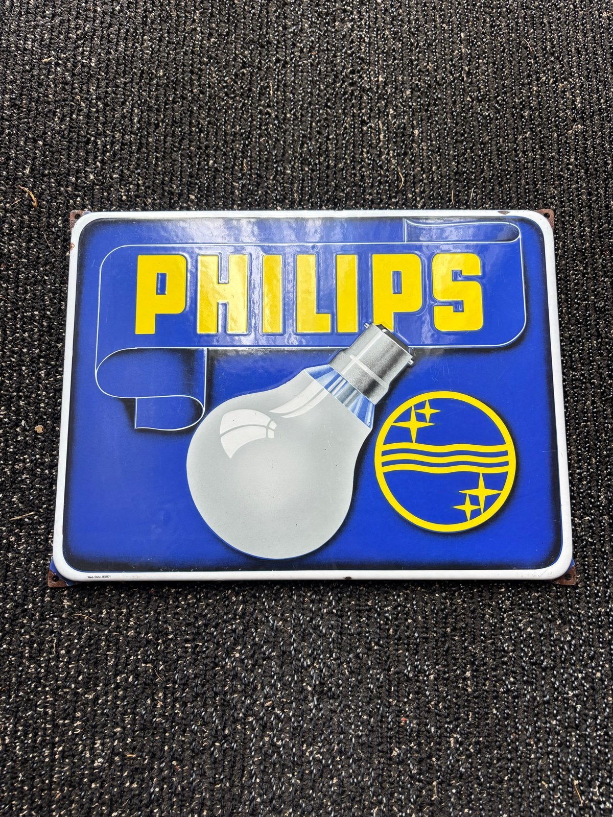 Emaille Reclamebord Philips, Ophalen of Verzenden, Gebruikt, Reclamebord