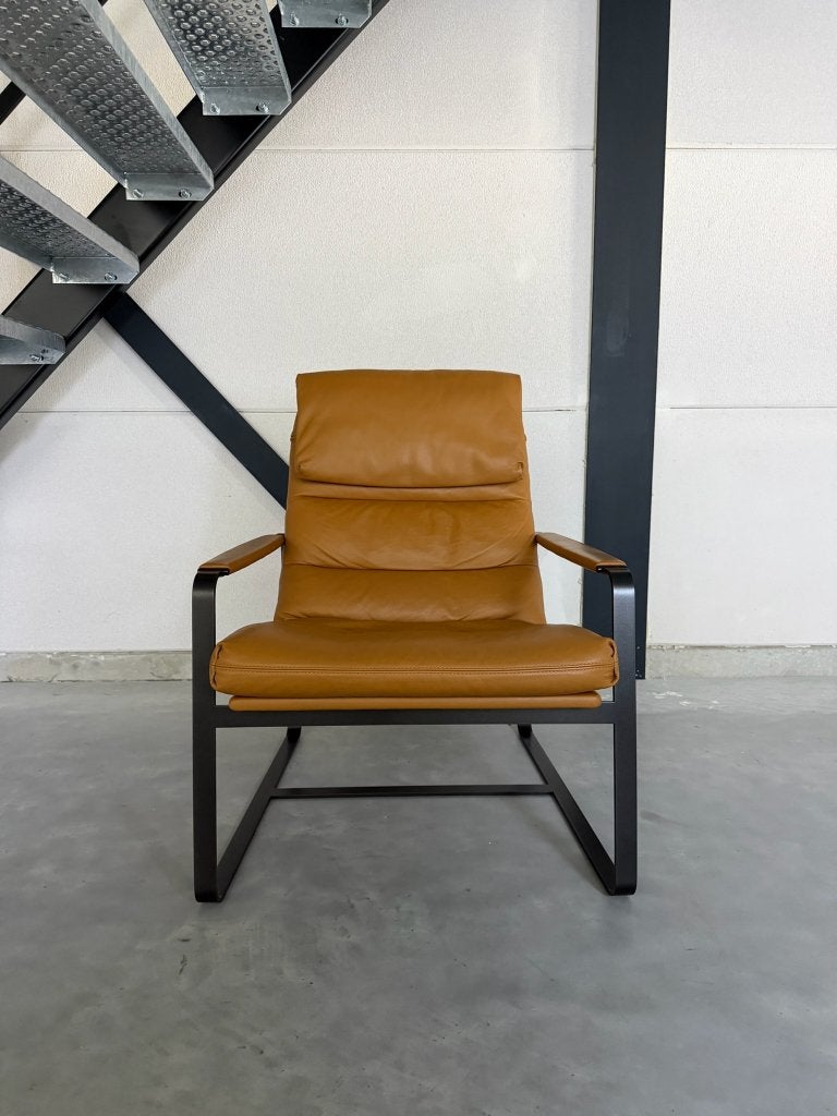 Leolux Indra fauteuil – Leder Ceras Brandy – Nieuwstaat, Ophalen, Pode Jori Cassina, 75 tot 100 cm, Zo goed als nieuw