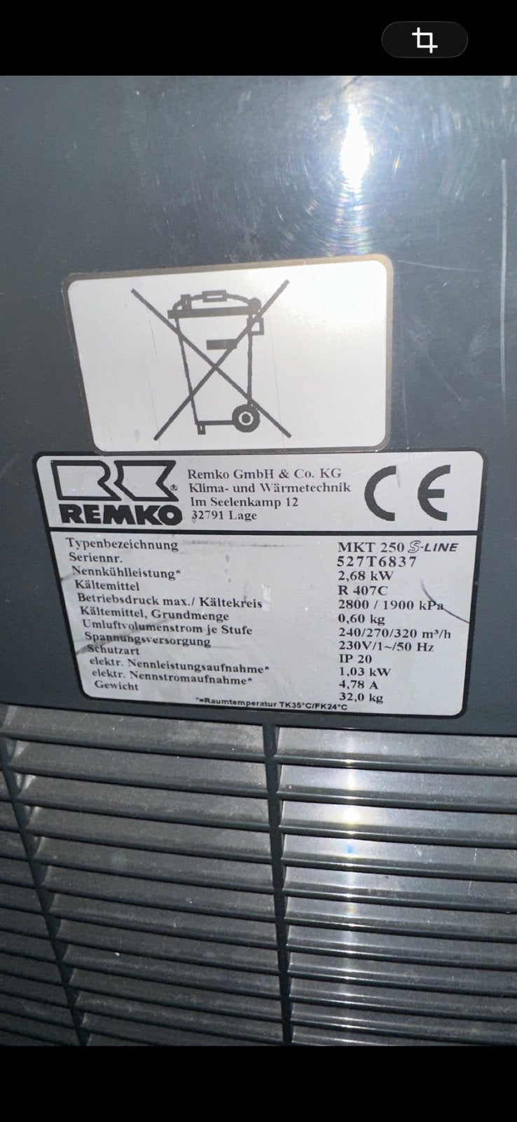 Remco mobiele airco. MKT 250 S-Line 32 kg., Witgoed en Apparatuur, Airco's, Ophalen, Gebruikt, Timer, 3 snelheden of meer