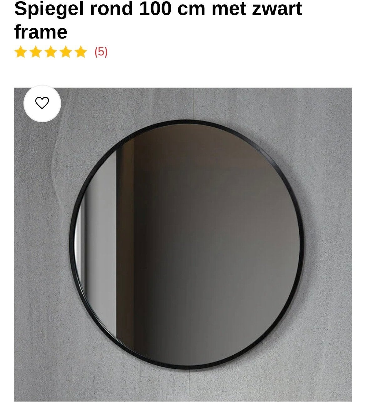 Ronde spiegel 100 cm met zwart frame - Nieuw in doos, Huis en Inrichting, Ophalen, 100 tot 150 cm, Rond, Nieuw