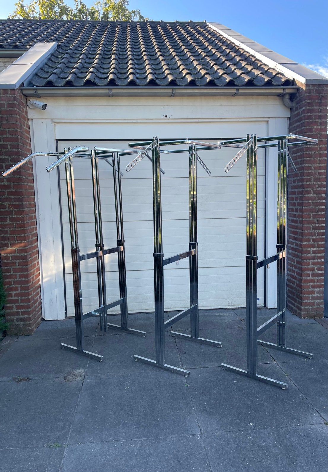 3 x professionele chromen kledingrekken - Zware Kwaliteit, Ophalen, Zo goed als nieuw