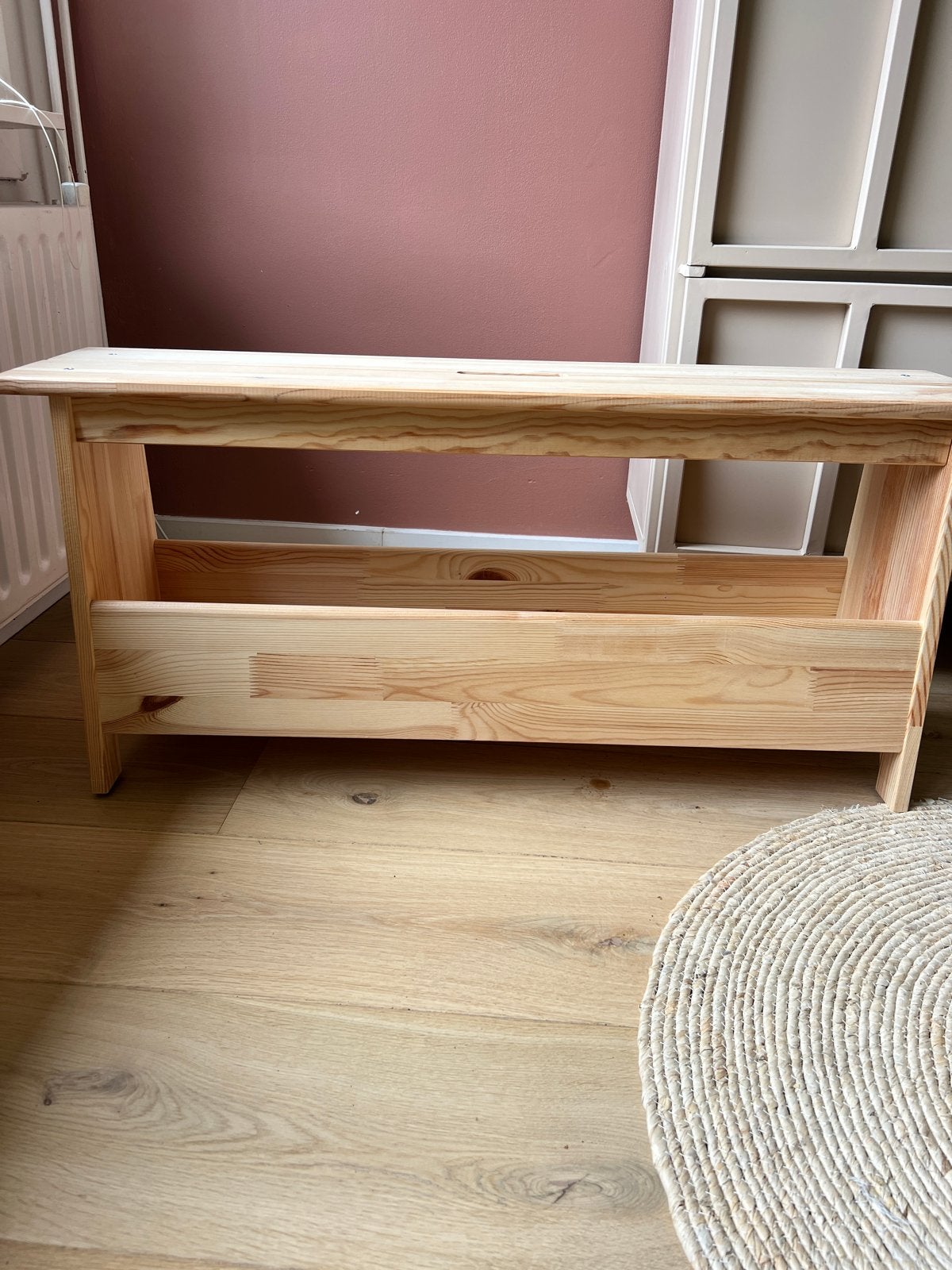 Houten bankje/opbergmeubel van massief grenen, Ophalen, Zo goed als nieuw