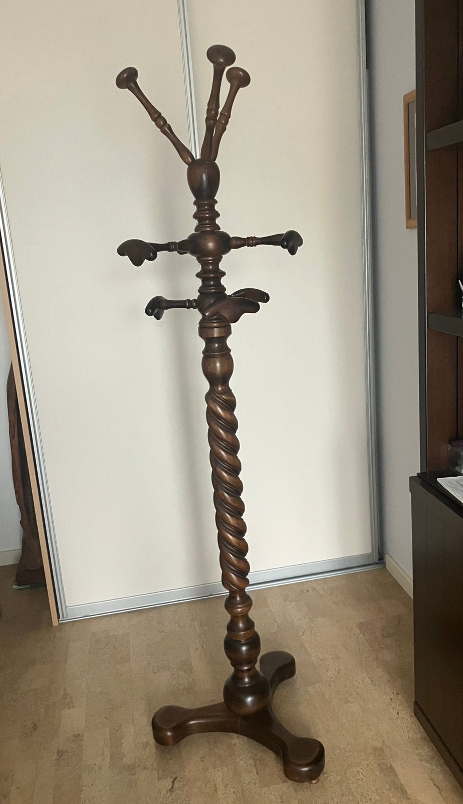 Vintage houten staande kapstok - 195 cm hoog, Ophalen, Gebruikt, Staande kapstok, 150 tot 200 cm