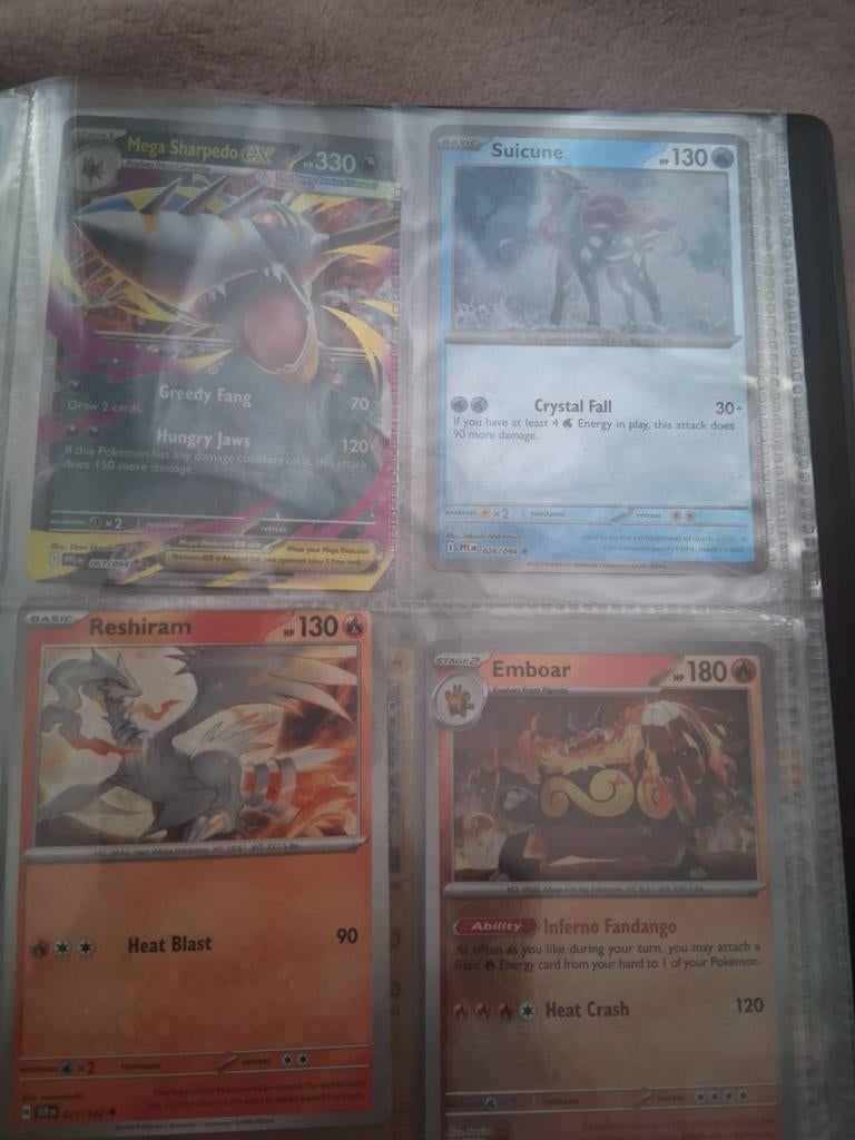 Pokémon kaarten: Mega Sharpedo, Suicune, Reshiram, Emboar, Ophalen of Verzenden