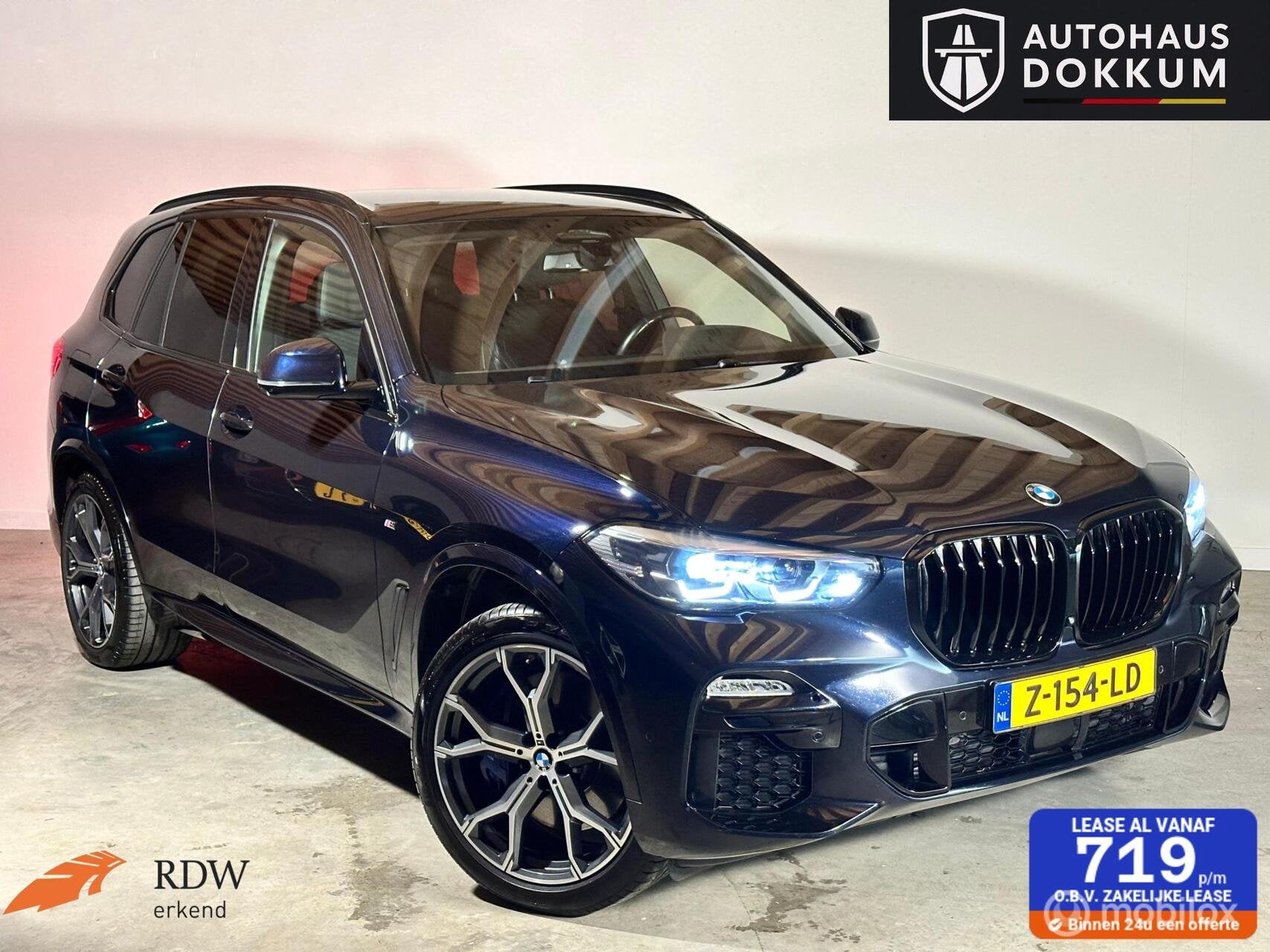 BMW X5 45e M-pakket High Executive HUD Incl 6 mnd garantie, Auto's, BMW, Gebruikt, 394 pk, Zwart, Leder