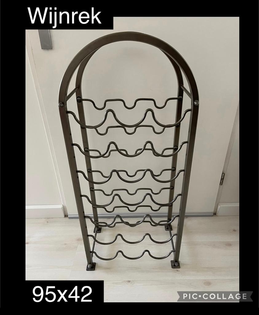 Wijnrek metaal - 95x42 cm - Ruimte voor 20 flessen, Ophalen, Gebruikt, 15 tot 25 flessen, Metaal