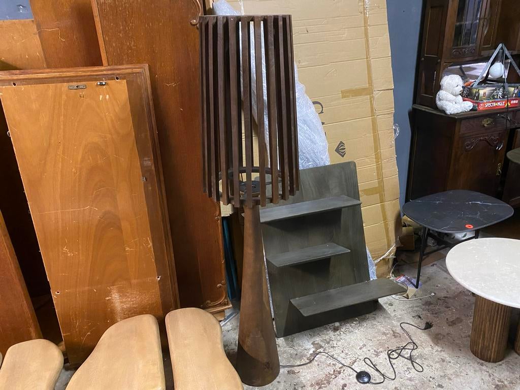 Vloerlamp massief mangohout 162cm (fitting kapot), Ophalen, Nieuw, Hout, 150 tot 200 cm