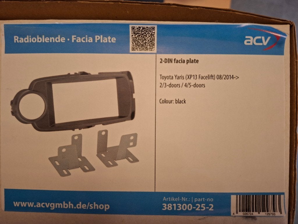 2-DIN inbouwframe voor Toyota Yaris 2014-2018, Ophalen of Verzenden, Gebruikt, Toyota