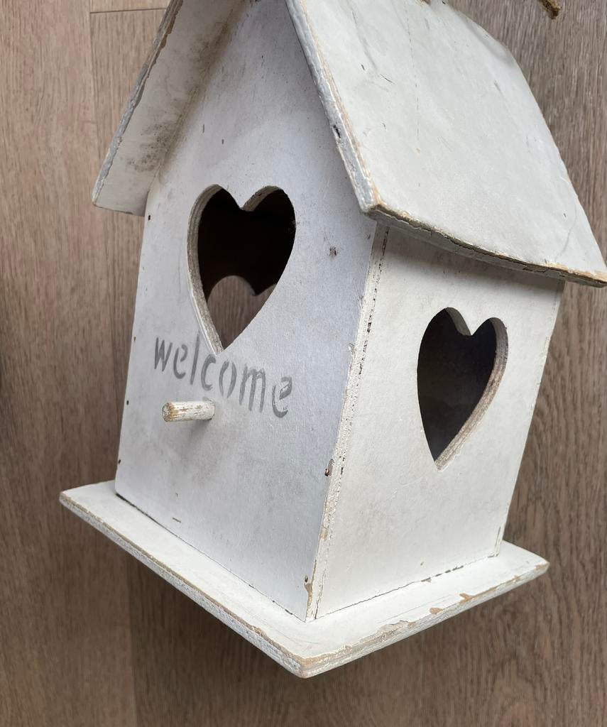 Vogelhuisje brocante vogel huisje landelijk decoratief, Ophalen of Verzenden, Zo goed als nieuw