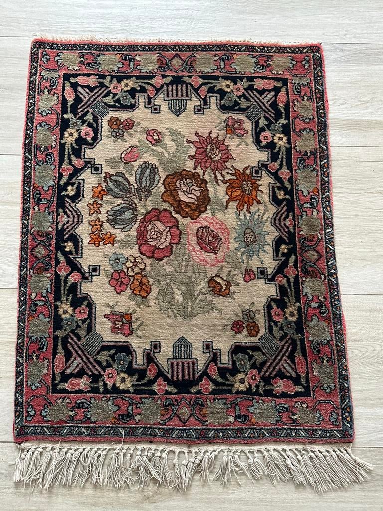 Antiek geweven Bijar Perzisch Wand / vloer kleed 68/93 cm, Antiek en Kunst, Ophalen of Verzenden