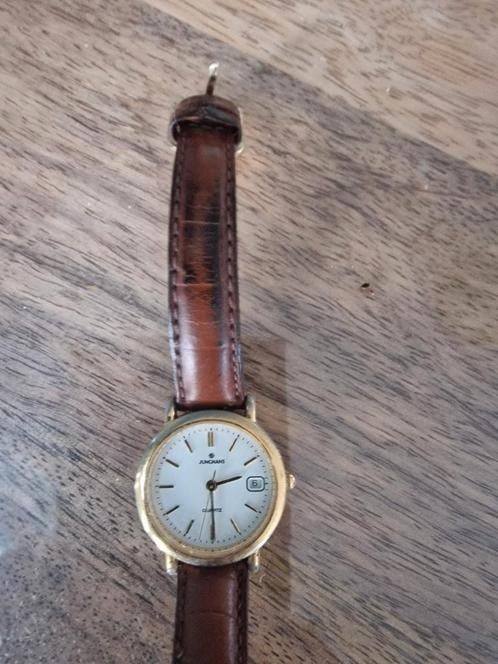 Junghans Quartz Polshorloge - Goudkleurig met Leer, Overige merken, Overige materialen, Polshorloge, Ophalen of Verzenden
