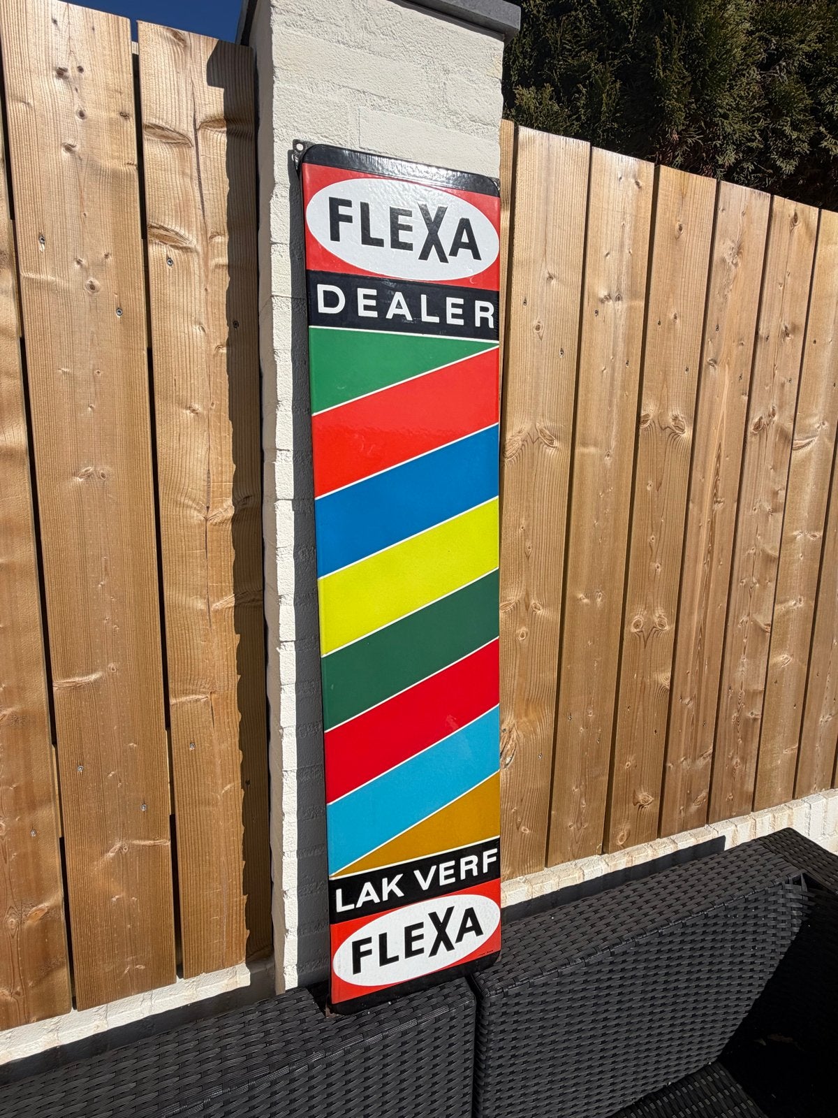 Vintage Emaille Bord Flexa Dealer Lak Verf - Langcat, Verzamelen, Merken en Reclamevoorwerpen, Gebruikt, Reclamebord, Ophalen of Verzenden