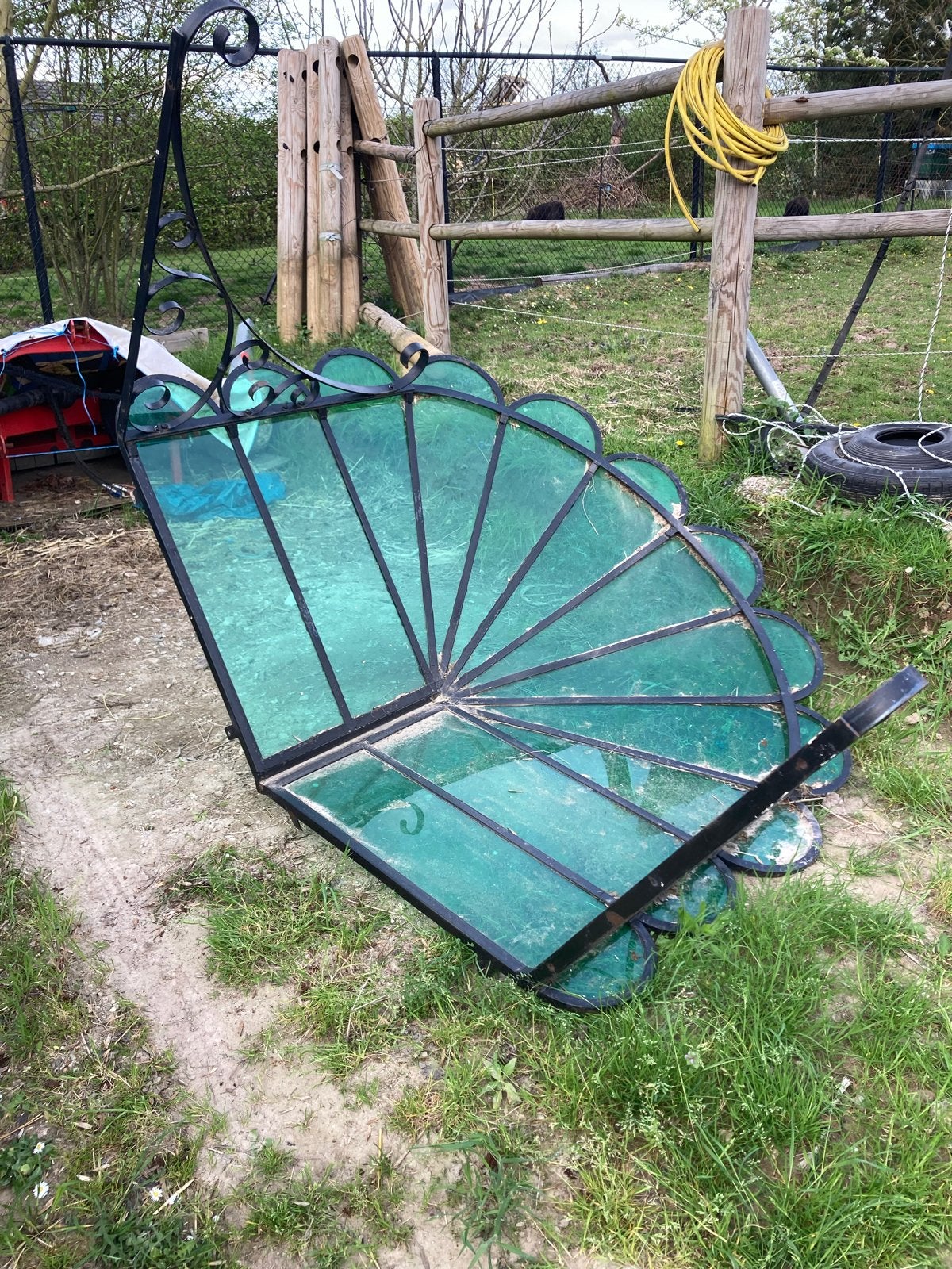 Veranda met gekleurd kunststof glas - 1.60m breed, Ophalen, Zo goed als nieuw, Veranda