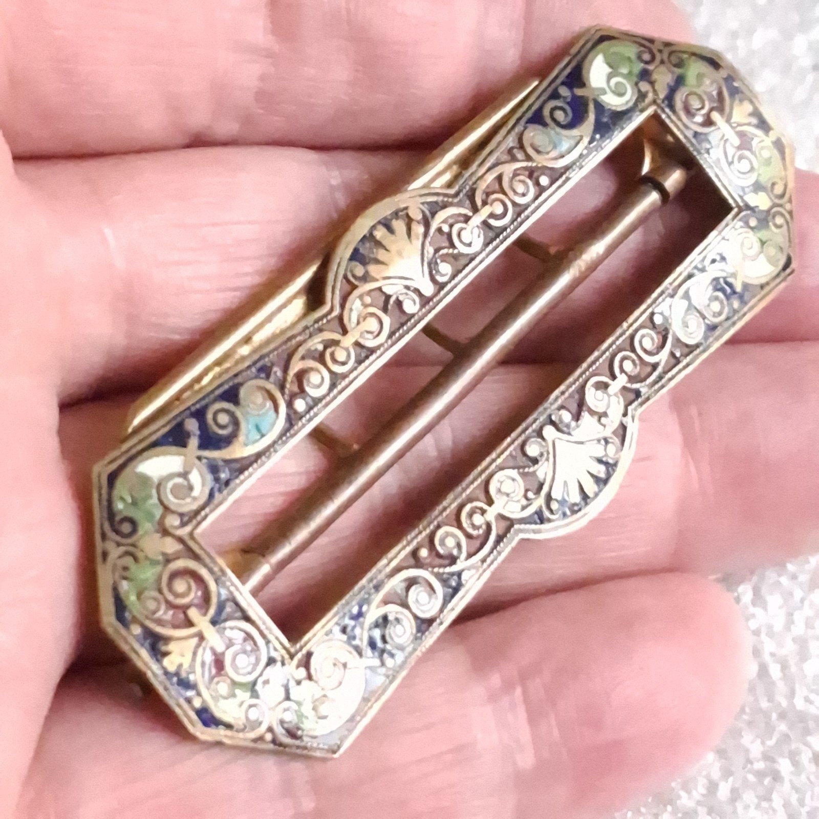 Antieke Chinese Cloisonné Riemgesp Art Nouveau, Verzenden, Overige materialen, Overige typen