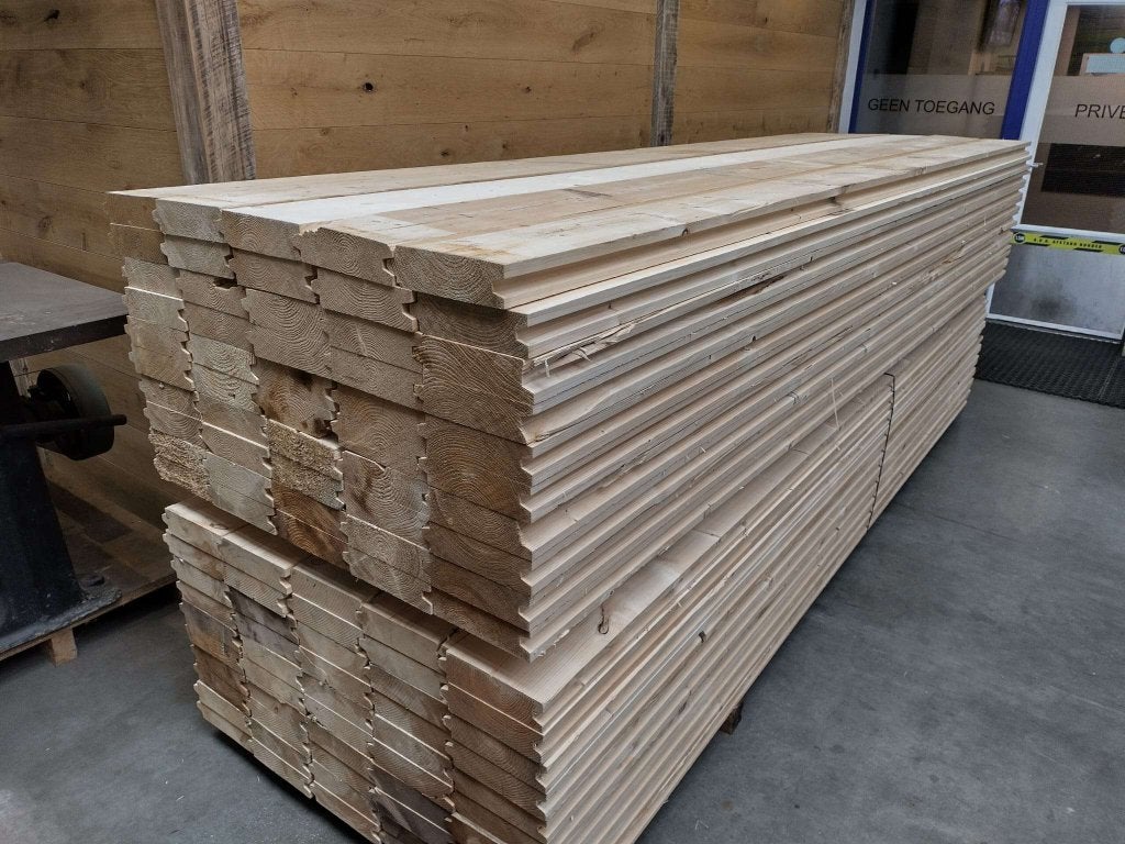 6CM gebruikte vurenhouten damwand planken FSC  wand vuren, Gebruikt, Ophalen of Verzenden, Plank, Vuren