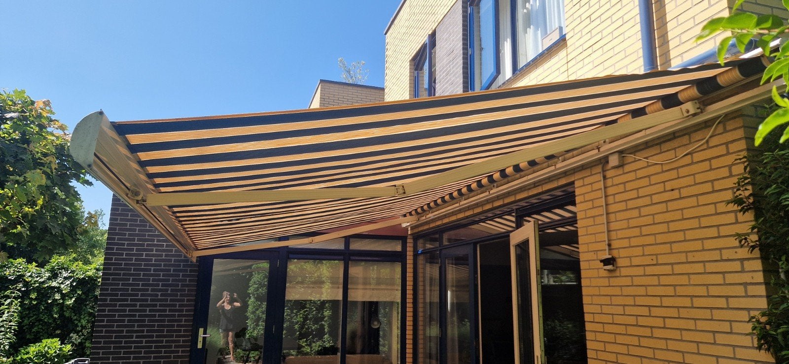 Elektrisch zonnescherm, 5,50x3m, Tuin en Terras, Overkappingen, Ophalen, Gebruikt