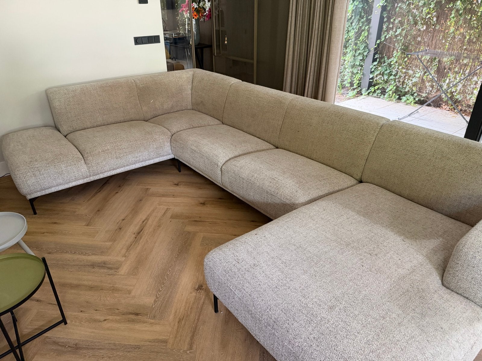 Hoekbank Dani in stofgroep D, zwart/chroom metaal, Ophalen, Zo goed als nieuw, Stof