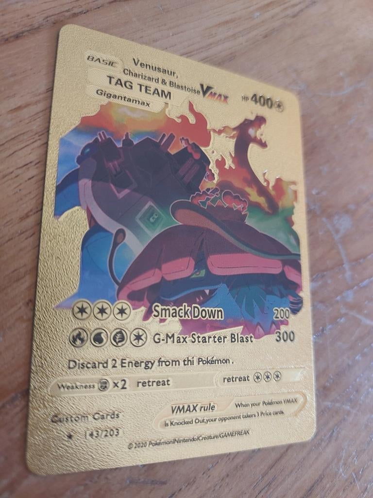 Pokemon Gold Card - TAG TEAM Venusaur Charizard Blastoise, Ophalen of Verzenden