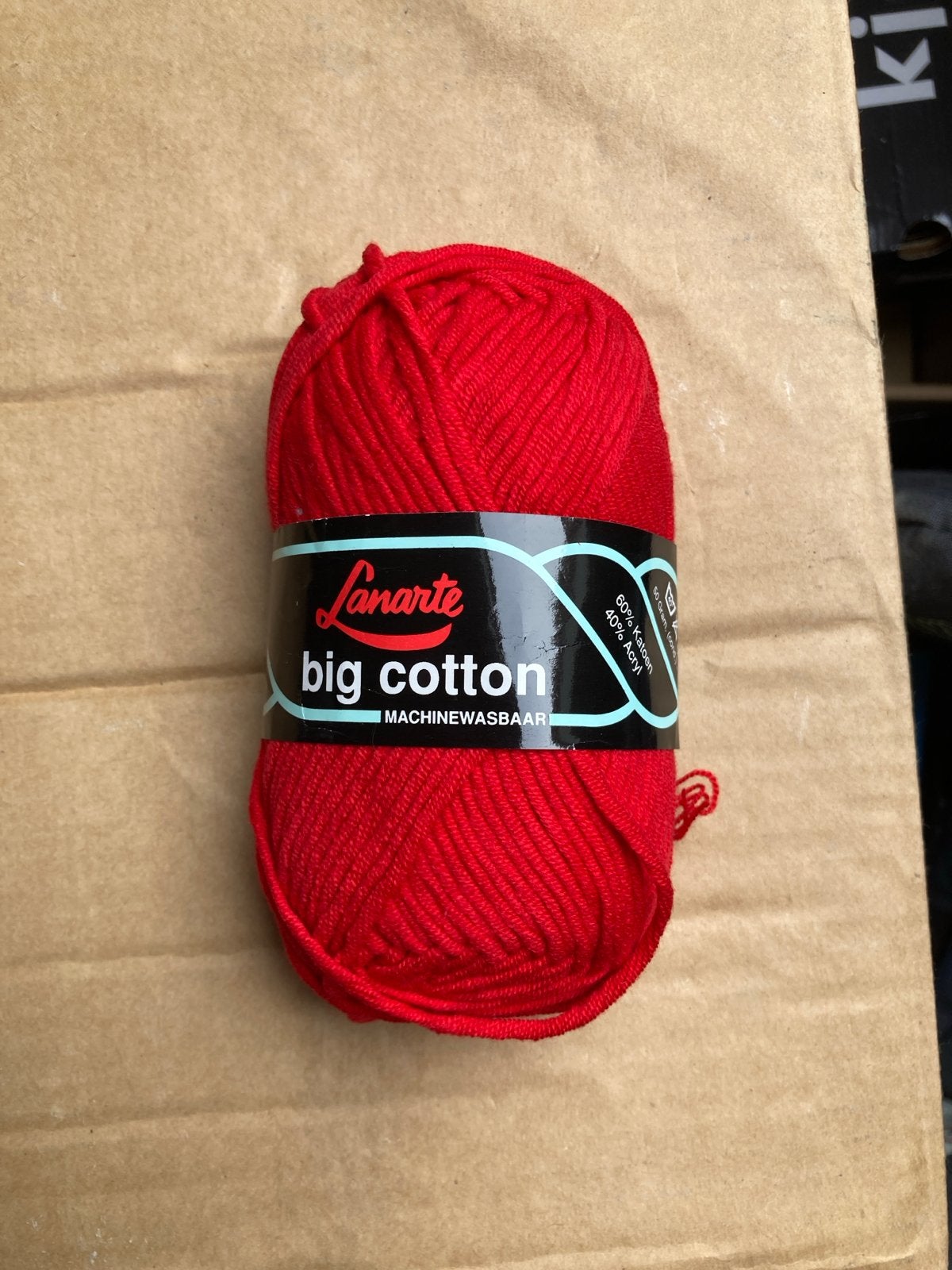 9 bollen Lanarte Big Cotton rood (60% katoen), Ophalen of Verzenden, Nieuw, Breien, Wol of Garen