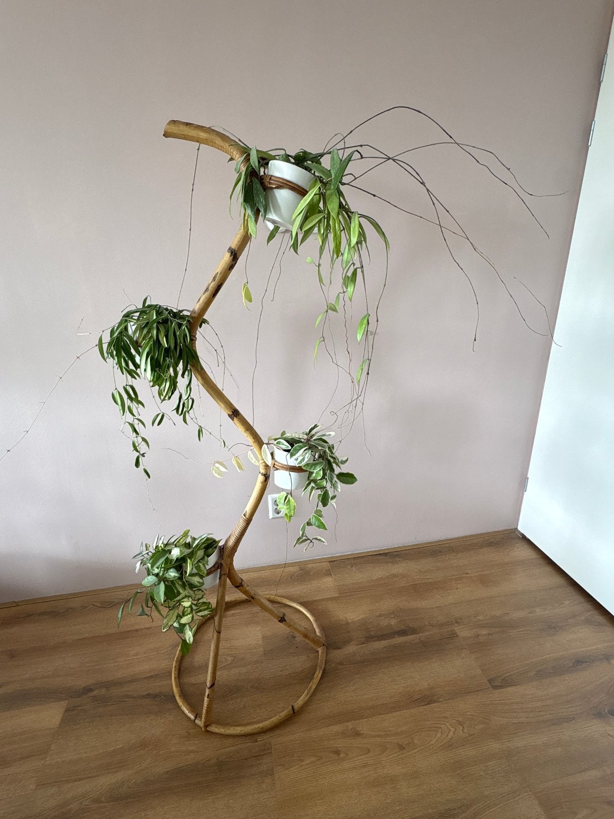 Jaren 60/70 vintage bamboe plantenstandaard incl. planten, Huis en Inrichting, Woonaccessoires | Overige, Ophalen, Vintage, Zo goed als nieuw