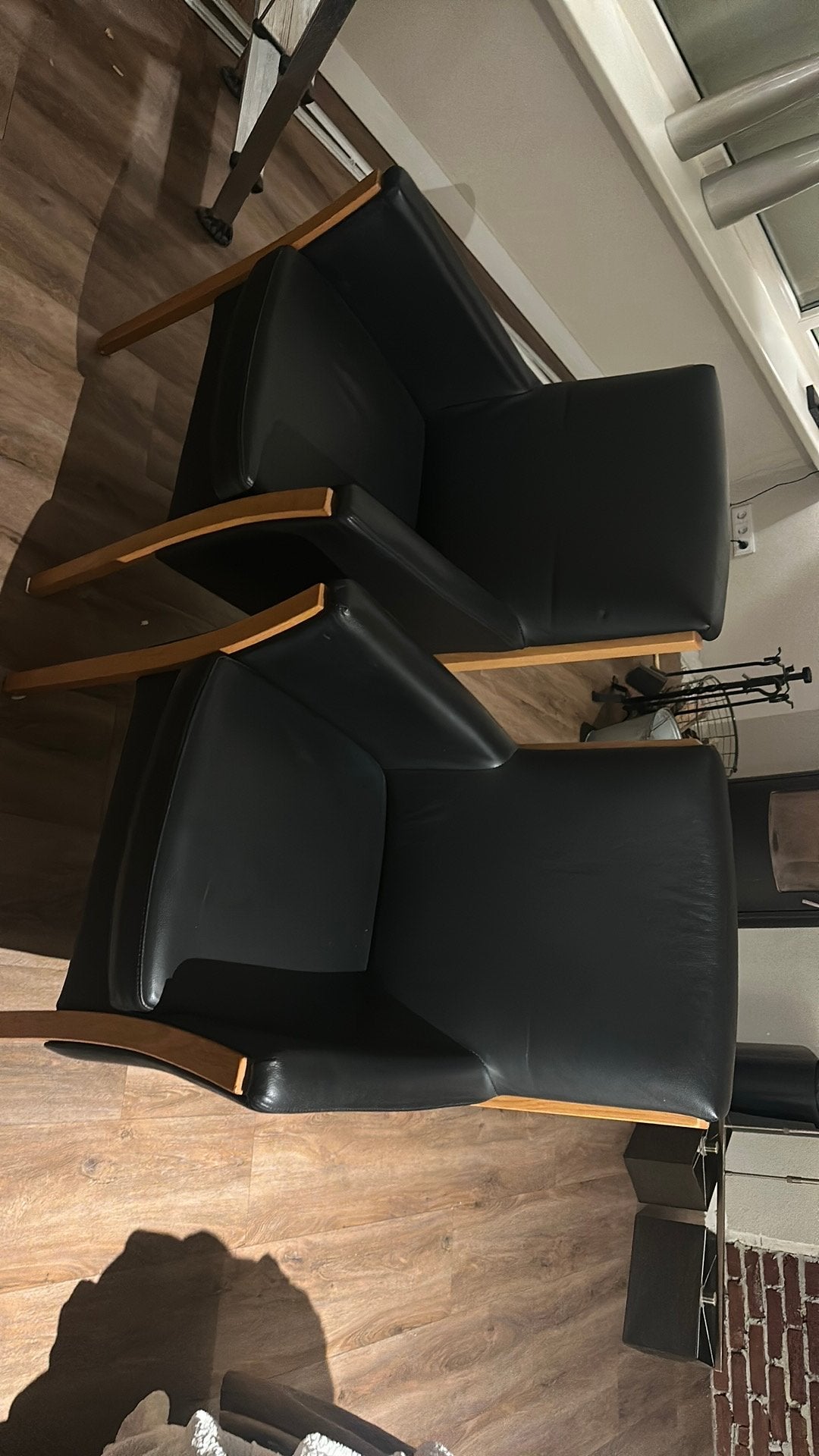 2 leren stoelen, Ophalen, Zo goed als nieuw, 75 tot 100 cm, Leer