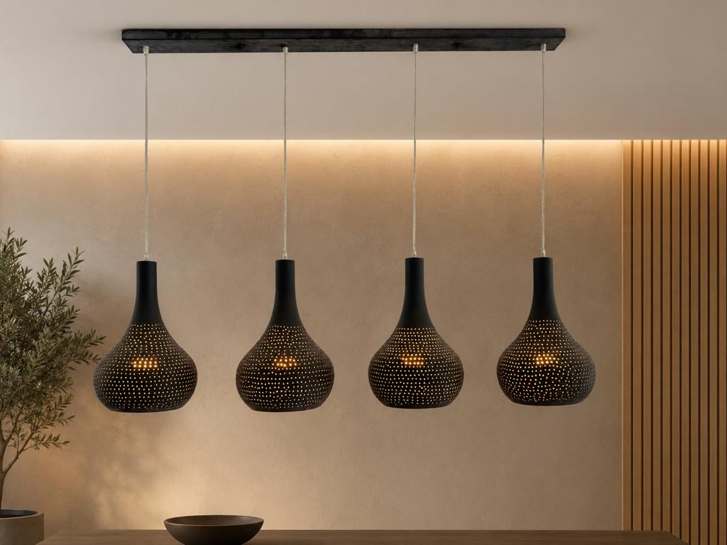 Zwarte geperforeerde Zijlstra hanglamp 4 lichts industrieel, Huis en Inrichting, Lampen | Hanglampen, Ophalen of Verzenden, Zo goed als nieuw