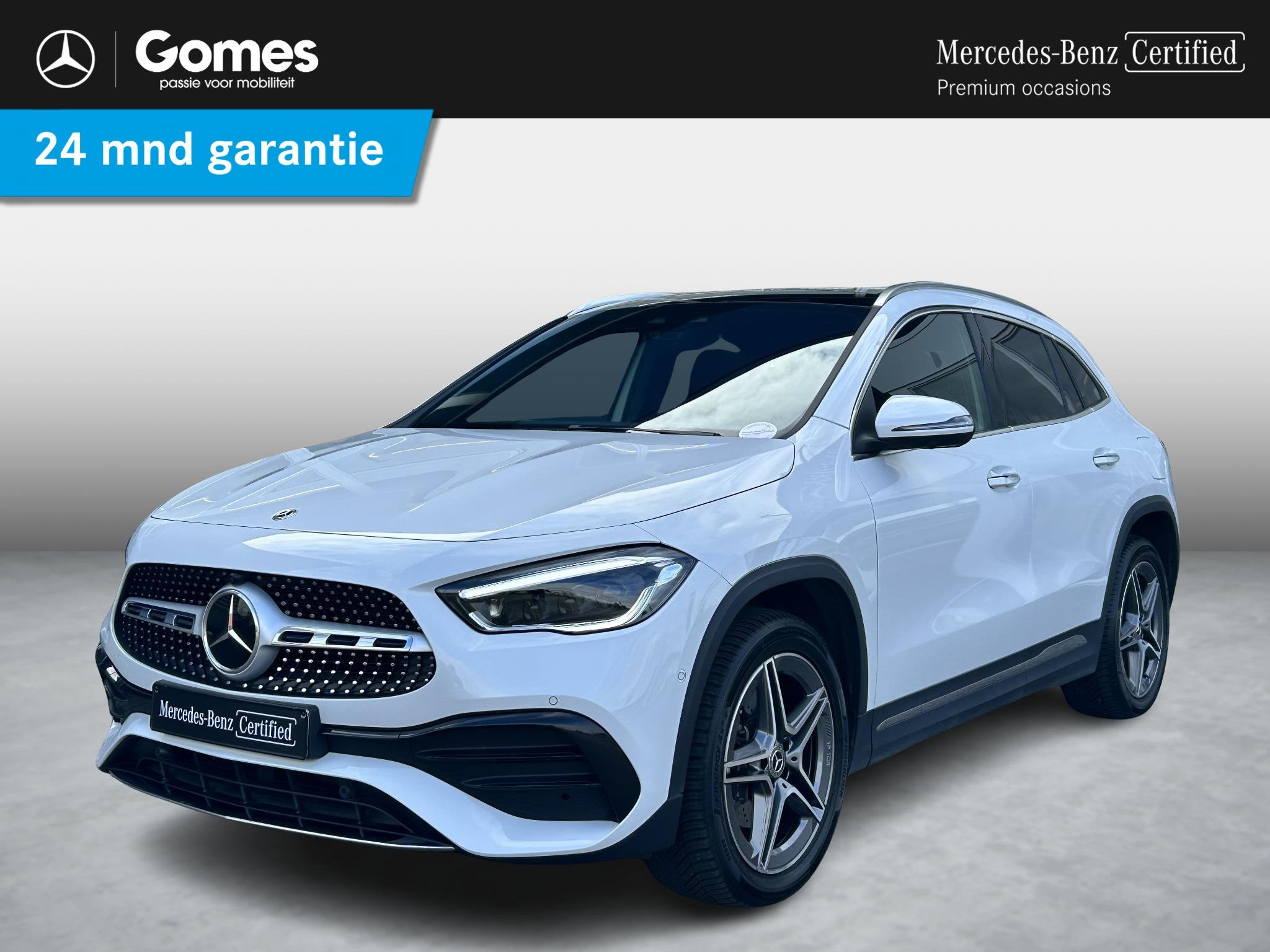 Mercedes-Benz GLA-klasse 250 e AMG Line | Panoramadak | Memo, 4 cilinders, 16 kWh, Leder en Stof, Wit