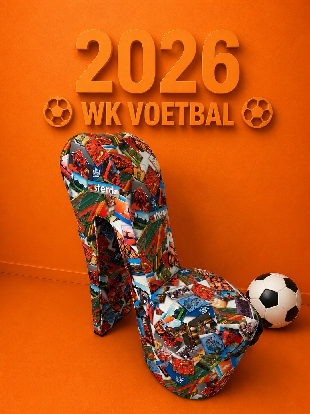 Pump stoel WK kunstzinnige (Amsterdam) naaldhak  stoel, Ophalen of Verzenden, Zo goed als nieuw, Stof, Eén