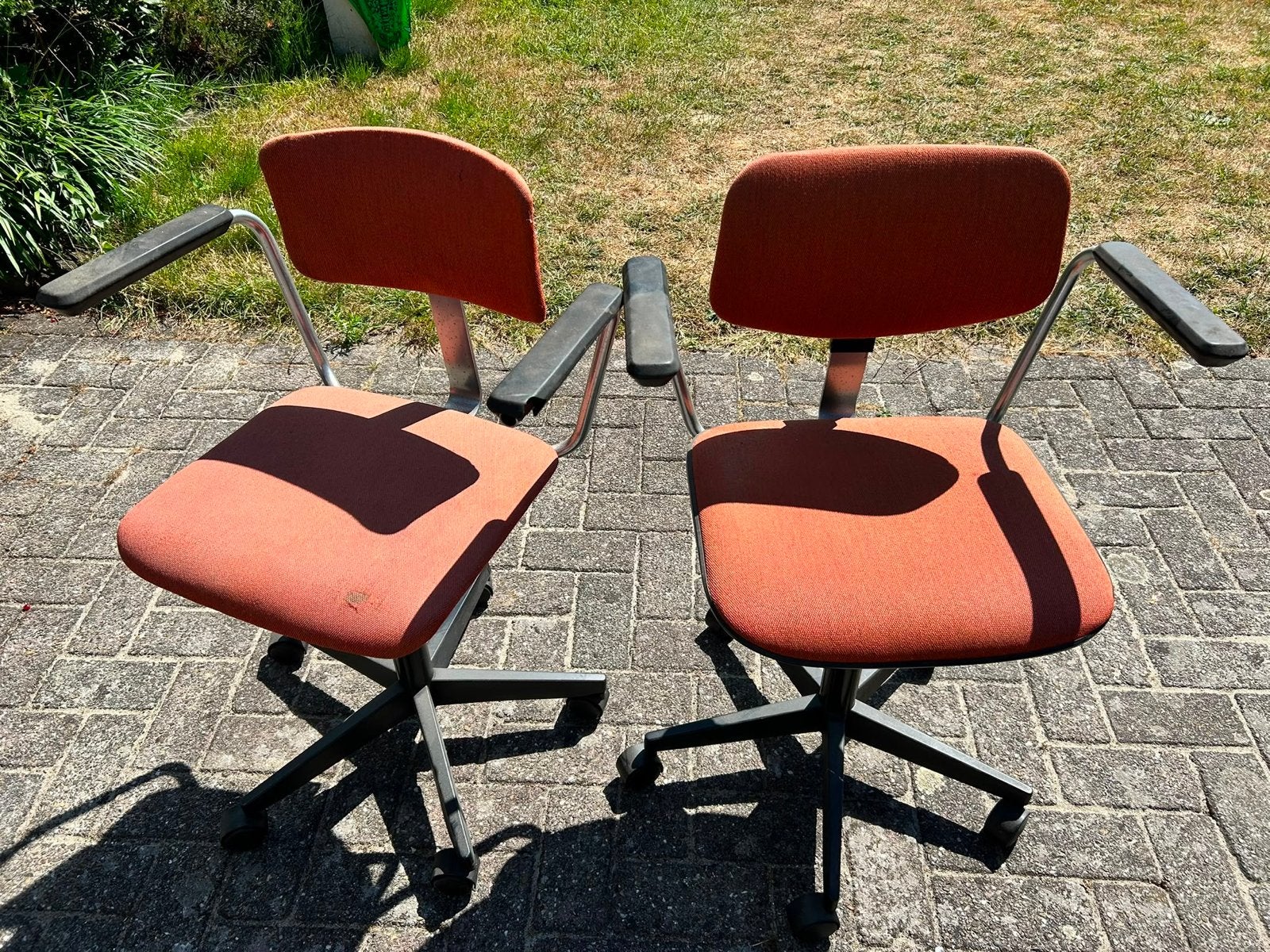 Vintage in hoogte verstelbare bureaustoelen, Ophalen, Gebruikt, Oranje, Bureaustoel