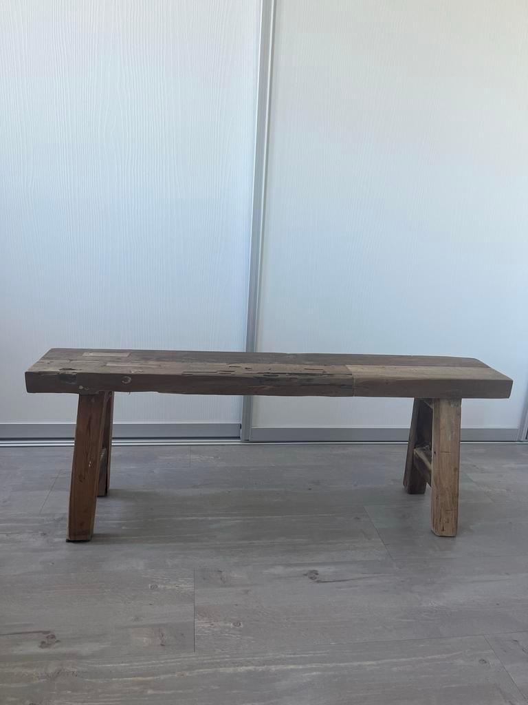 Oud eiken bankje - 100x20x40 cm, Ophalen of Verzenden, Zo goed als nieuw