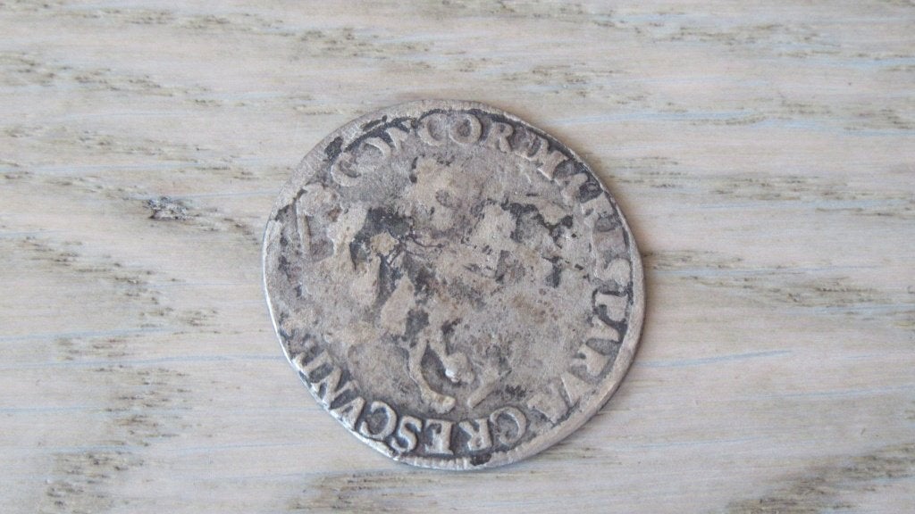 Zilveren provinciale 6 stuiver Daventria 1690 / bodemvondst, Postzegels en Munten, Munten | Nederland, Vóór koninkrijk, Zilver