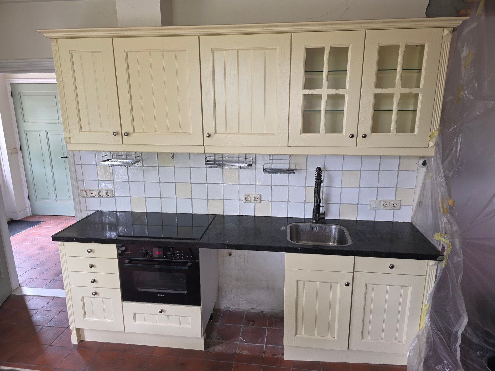 Keuken landelijk, Huis en Inrichting, Keuken | Complete keukens, Ophalen, Gebruikt, Wit, Graniet of Steen
