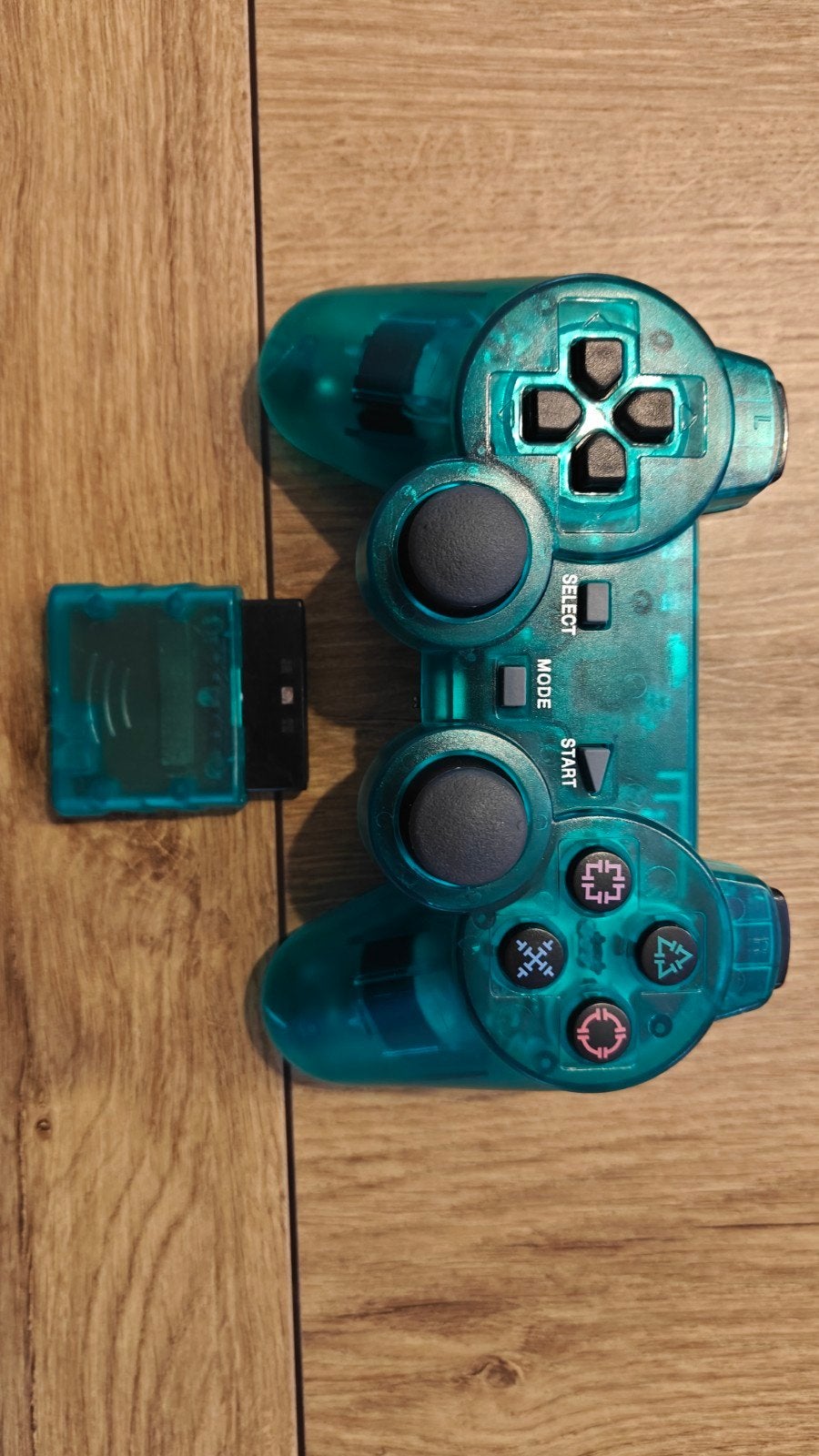 Transparante Groen/blauwe PS2 controller (third party), Spelcomputers en Games, Gebruikt, Ophalen of Verzenden, PlayStation 2