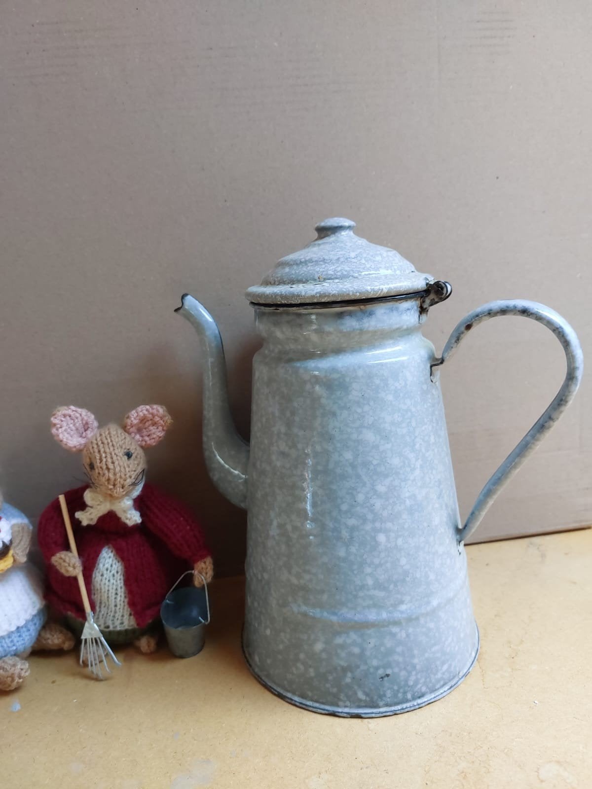 Vintage grijs emaille koffiekan, Ophalen of Verzenden