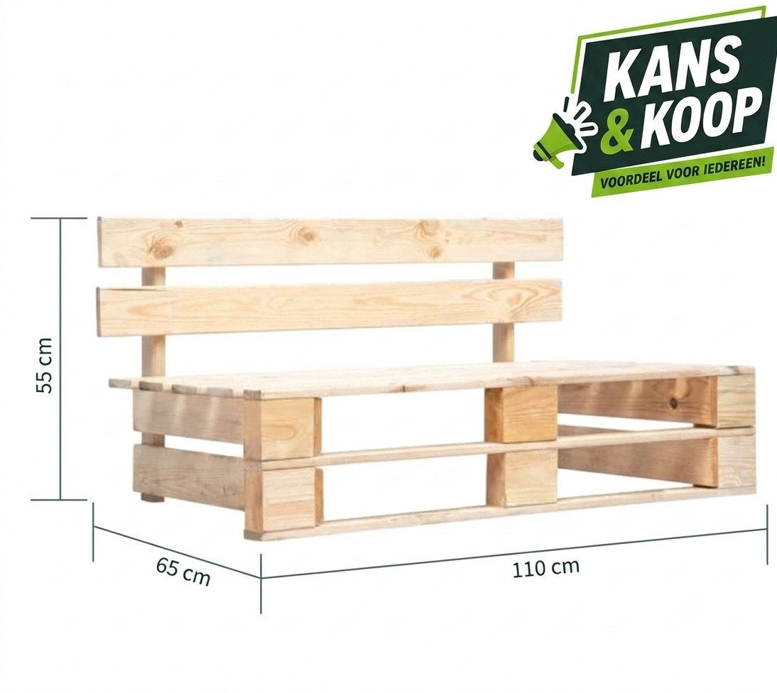 NIEUW Houten Palletbank Tuinbank Massief Hout, Ophalen of Verzenden, Zo goed als nieuw, Beige