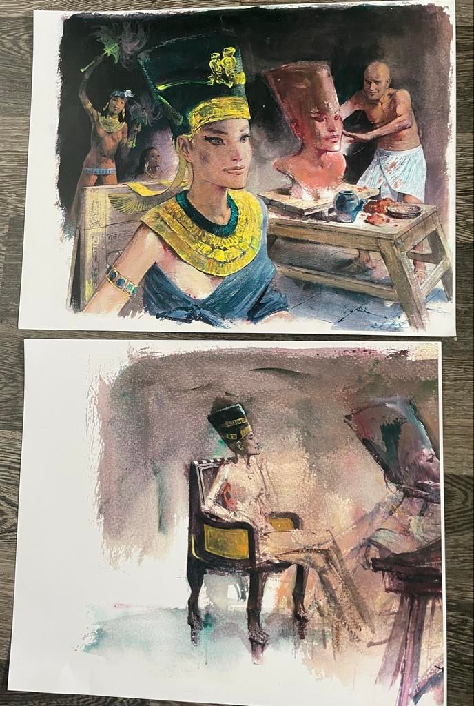 2 Zeefdrukken René Follet - Nefertiti, Ophalen of Verzenden