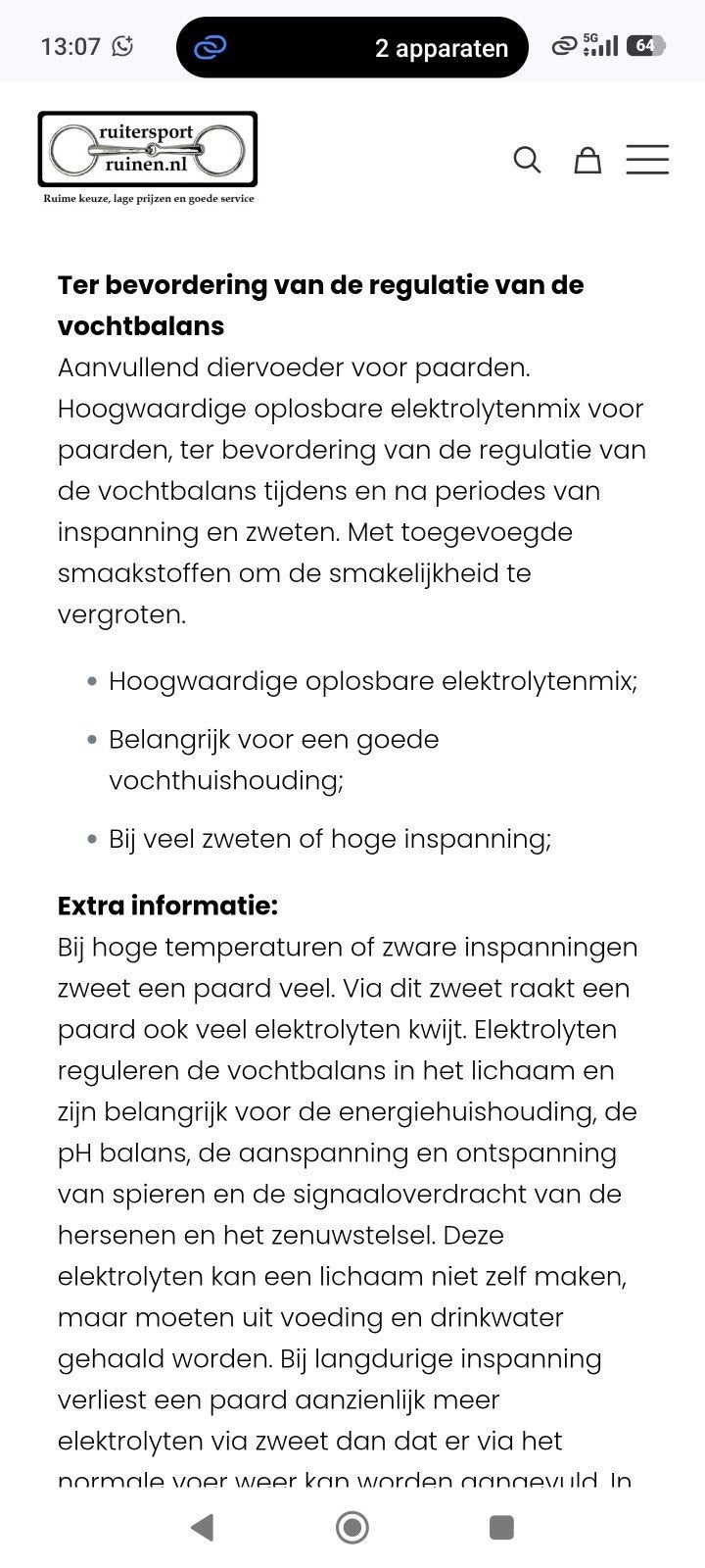Sectolin Elektrolyten voor paarden en pony's, Nl, Nieuw, Nl, Sectolin