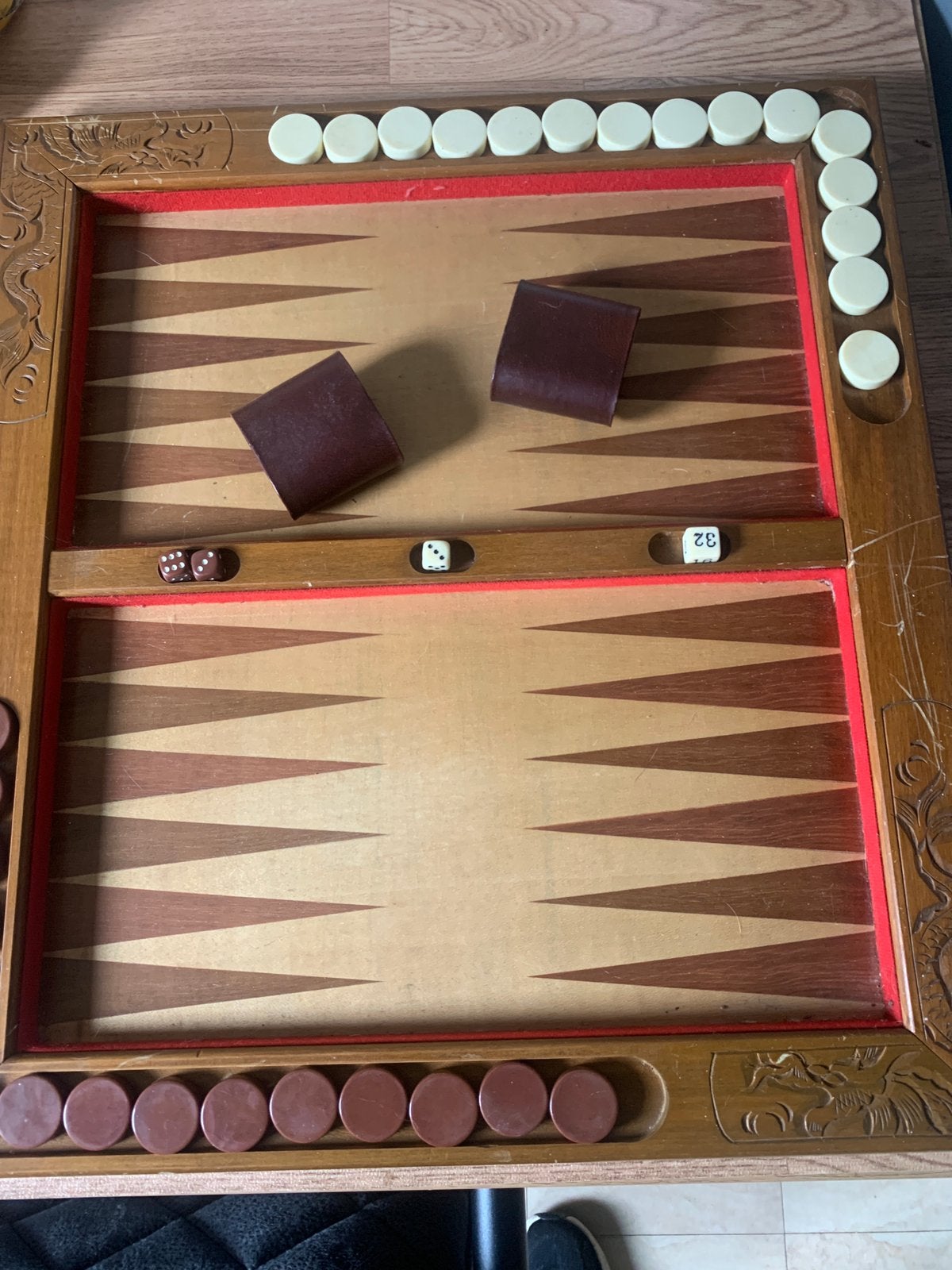 Backagammon spel vintage, Een of twee spelers, Ophalen, Gebruikt