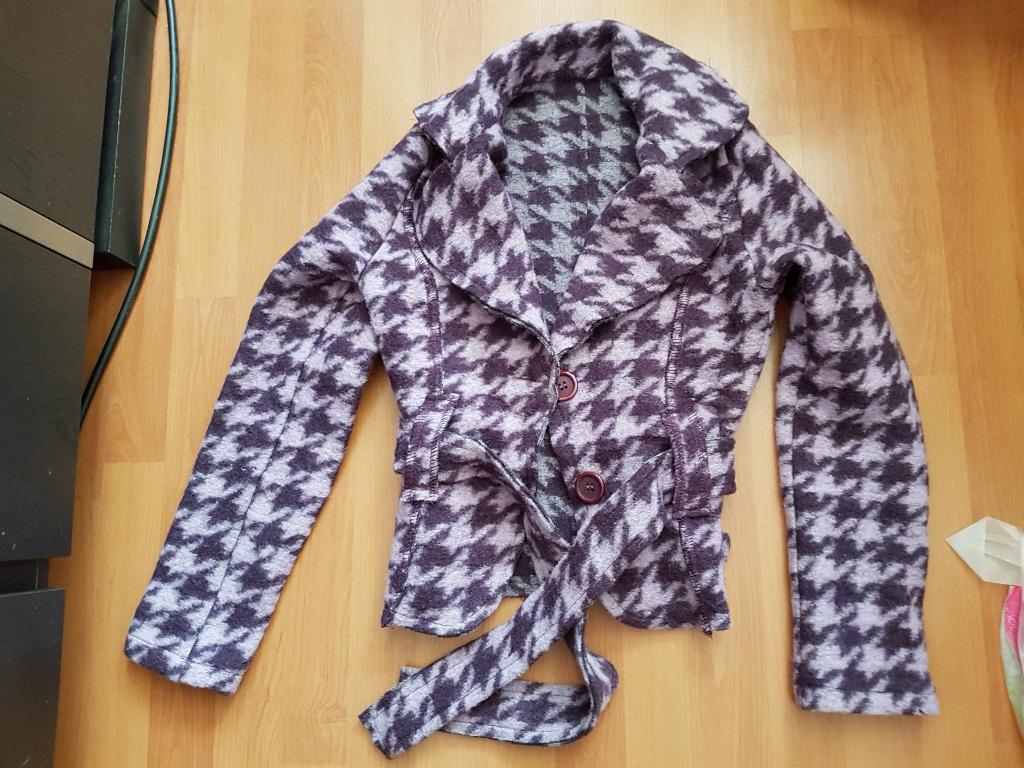Paars lila houndstooth vest / jas - S, Kleding | Dames, Ophalen of Verzenden, Zo goed als nieuw, Maat 36 (S), Paars