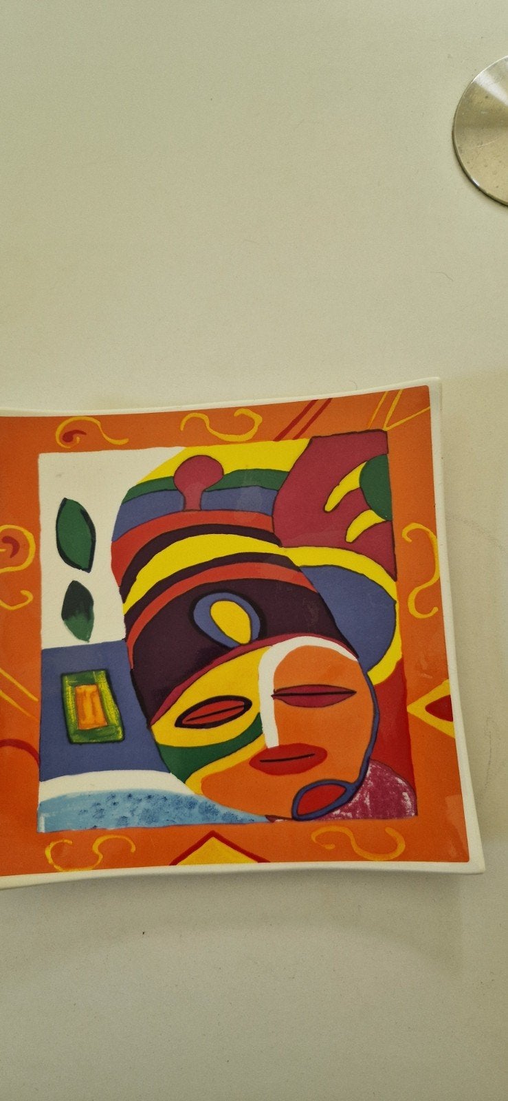 Decoratieve schaal Afrikaans thema - Schoonhoven Keramiek, Ophalen of Verzenden