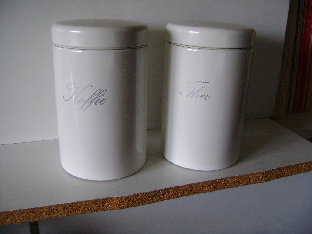 Brabantia voorraadblik thee.(zie omschrijving), Overige typen, Ophalen of Verzenden, Zo goed als nieuw, Metaal