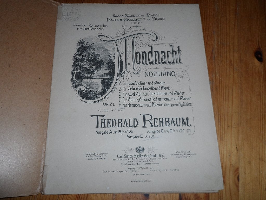 Th. Rehbaum - mondnacht, Gebruikt, Klassiek, Artiest of Componist, Piano