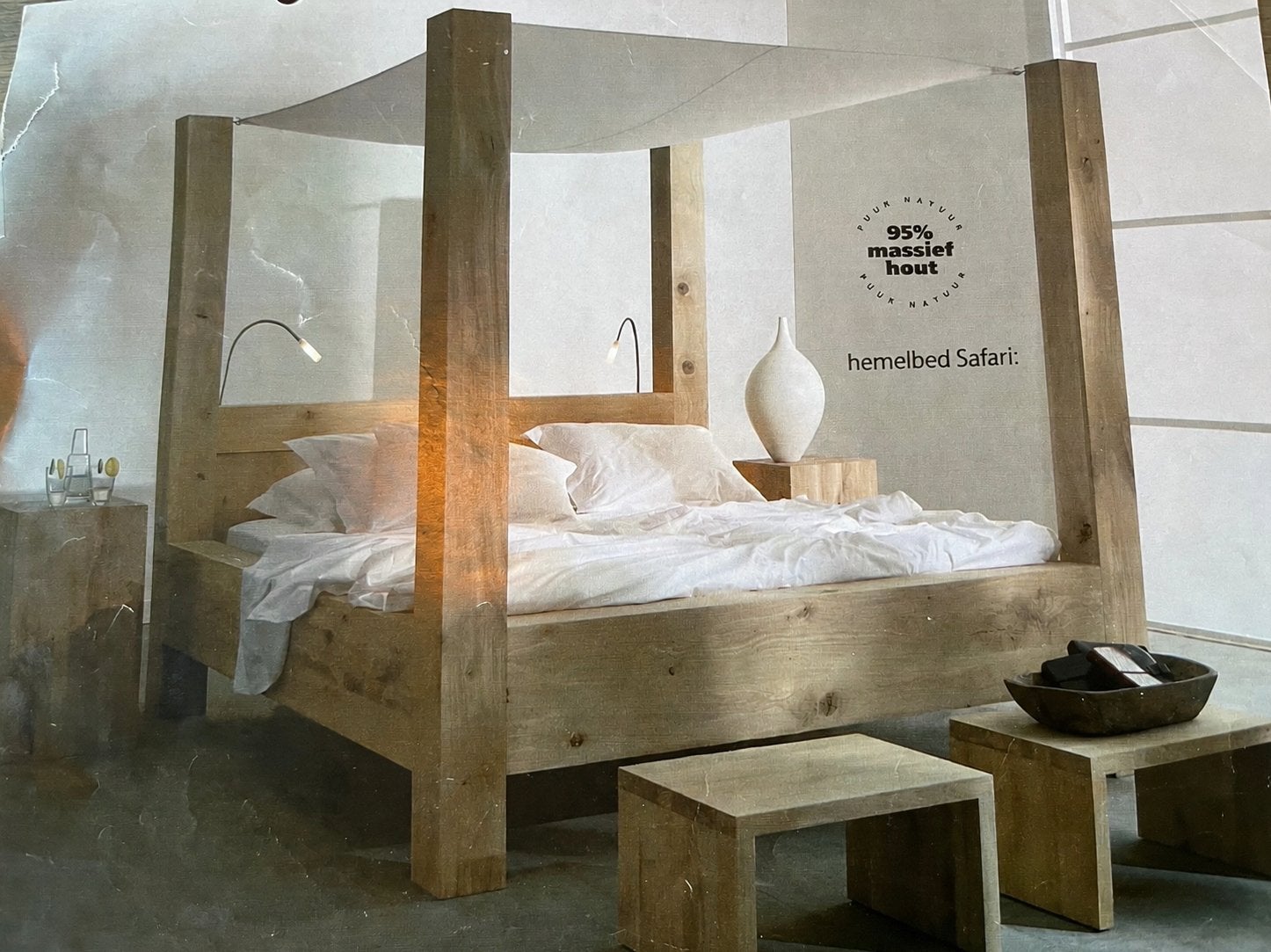 Hemelbed Safari van massief hout (excl. lattenbodems/luifel), Ophalen, Gebruikt, Bruin, Tweepersoons