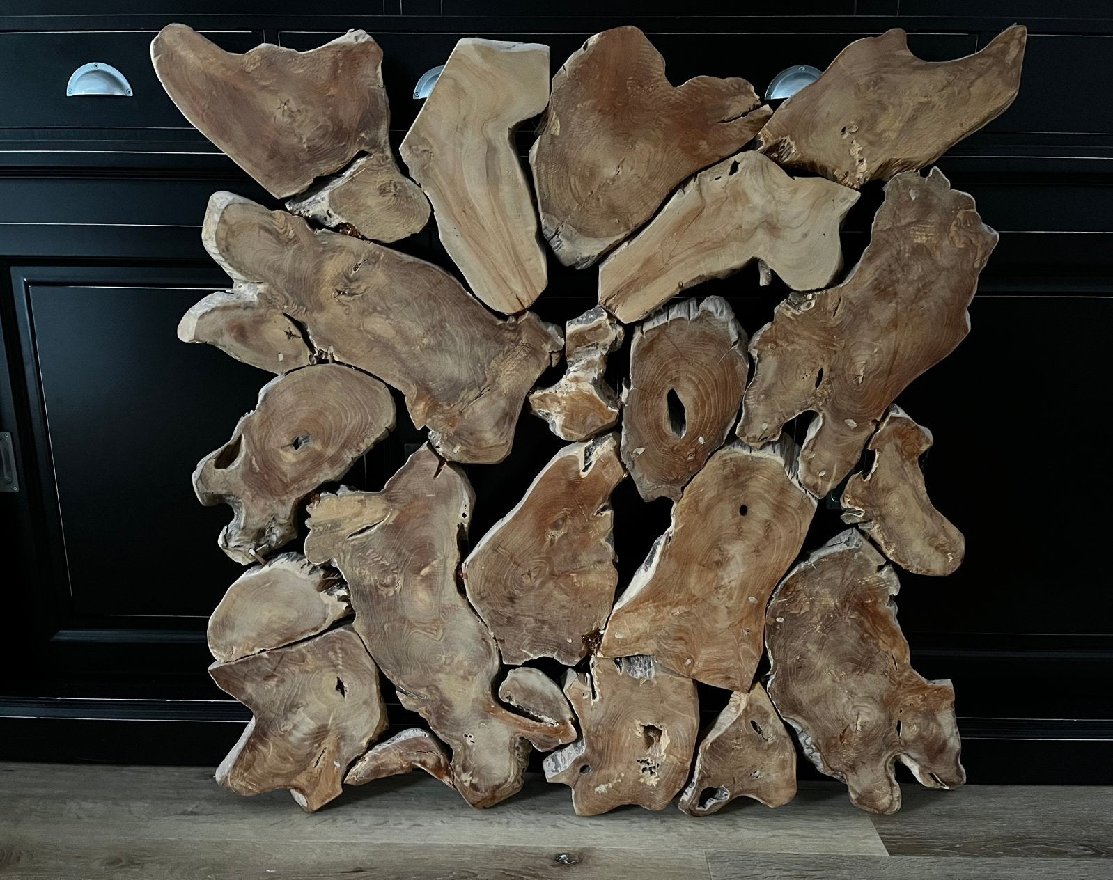 Teakhout wanddecoratie, Hout, Meerkleurig, 100 cm, Ophalen of Verzenden
