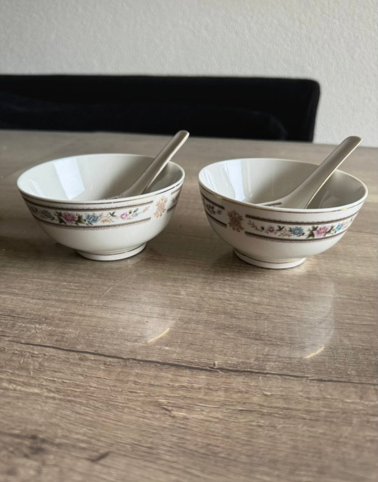 Vintage Chinese Rijstkommen met Lepels, Ophalen of Verzenden