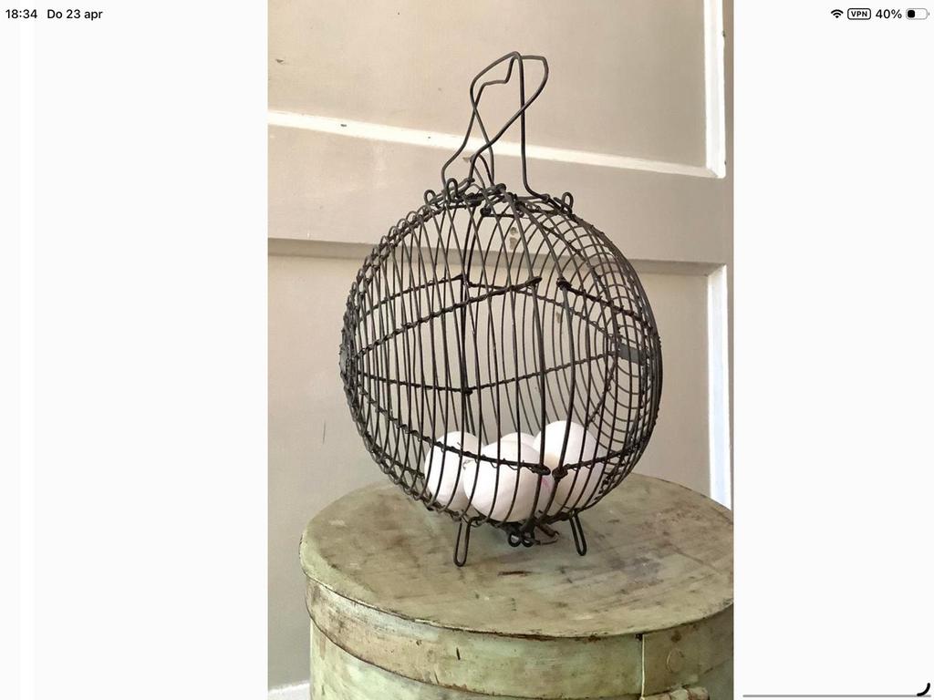 Charmant oud Frans draadmandje - eiermandje brocante, Ophalen of Verzenden