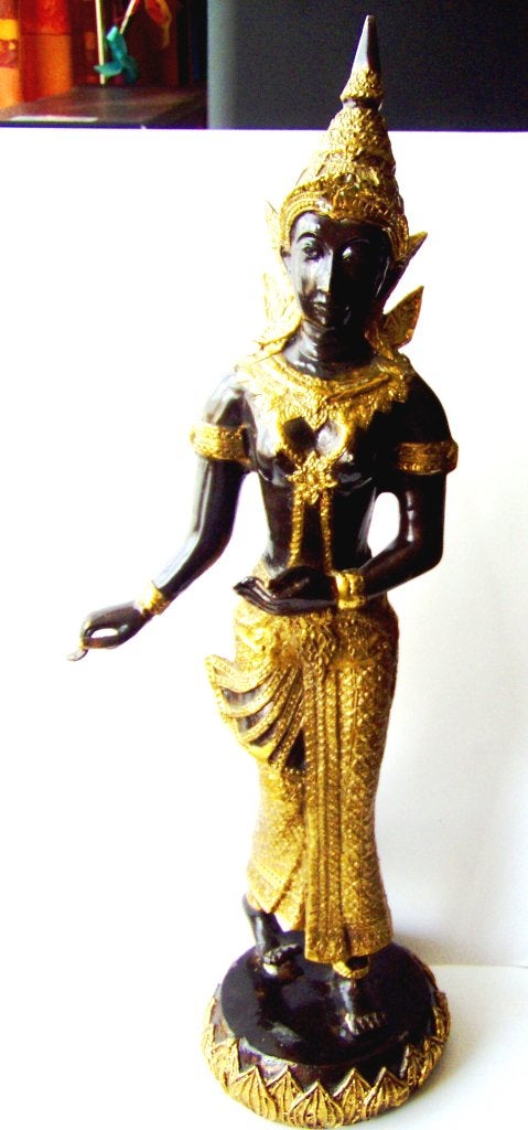 Prachtig BRONZEN BEELD SCULPTUUR danseres verguld, Boeddha, Ophalen, Beeld