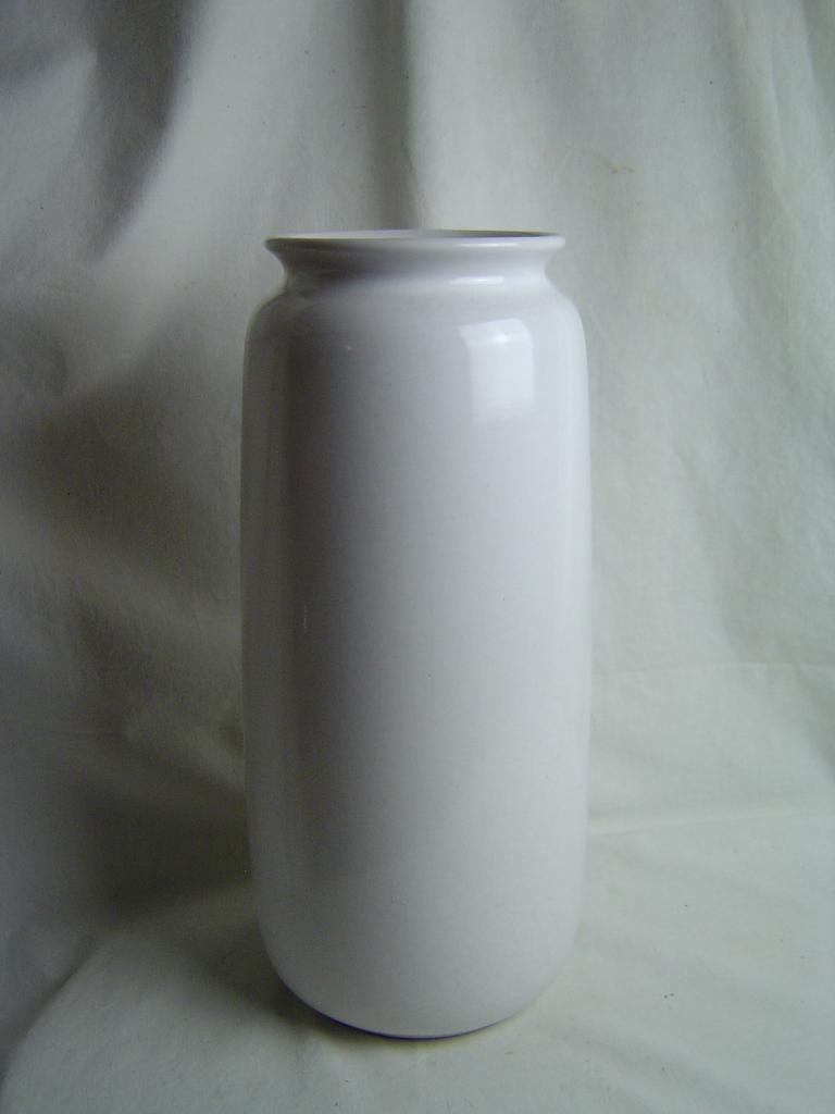 Vintage witte aardewerken vaas Scheurich 505-35, Gebruikt, Wit, Aardewerk of Porselein, Ophalen of Verzenden