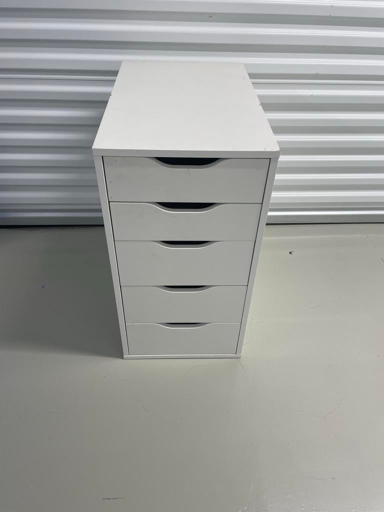 IKEA Alex ladeblok met 5 lades - Wit, Ophalen, Minder dan 50 cm, Gebruikt, 5 laden of meer